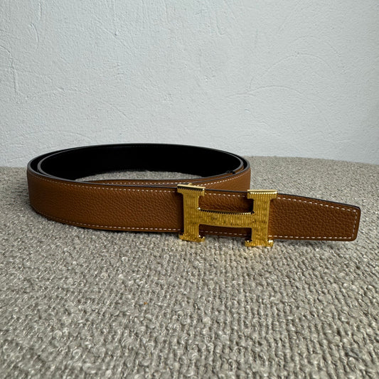 Hermès Gürtel H Striée & Wendbarer Gürtelriemen 32 mm – Gr. 115