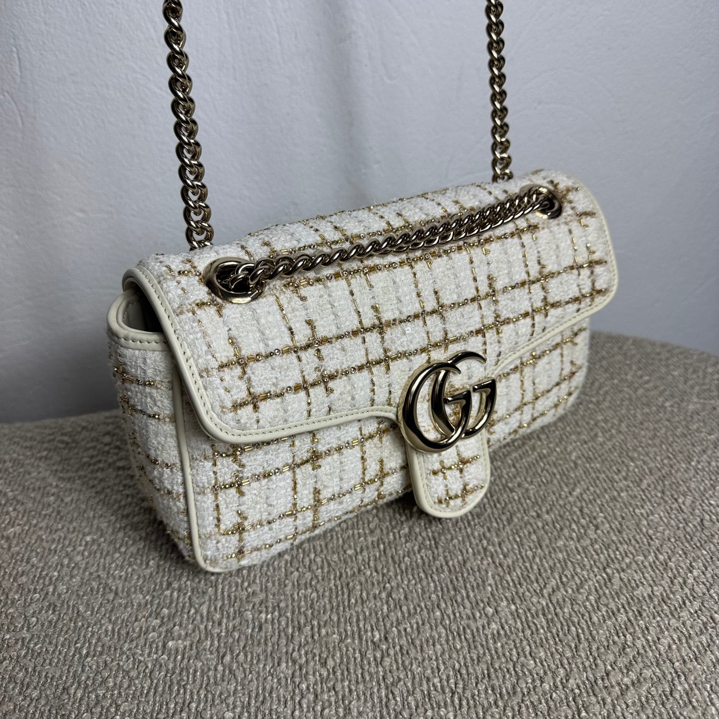 Gucci GG Marmont Special Edition Tweed mit Perlen