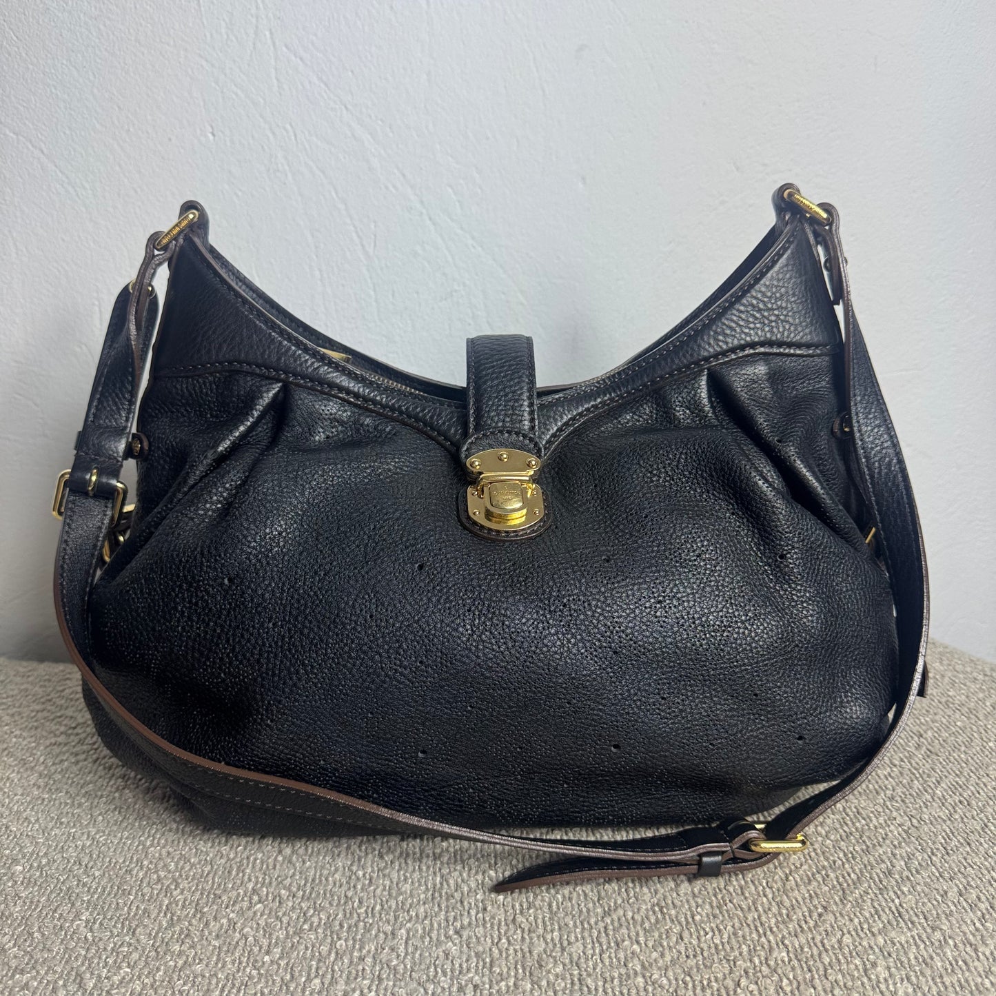 Louis Vuitton Mahina XS Noir Perforated Hobo Bag