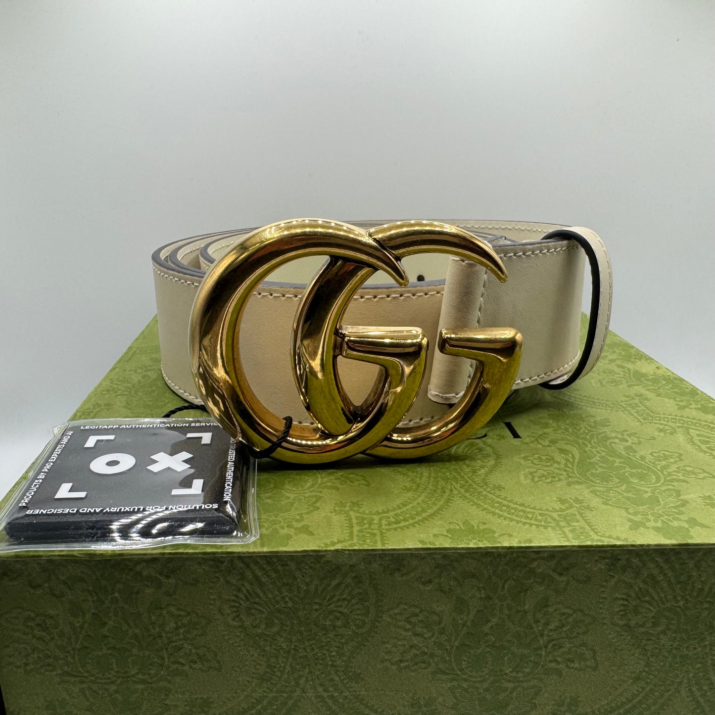 Gucci GG Marmont Gürtel – Weiß / Gold
