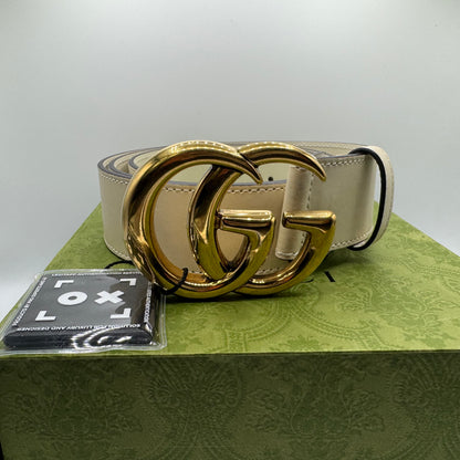 Gucci GG Marmont Gürtel – Weiß / Gold