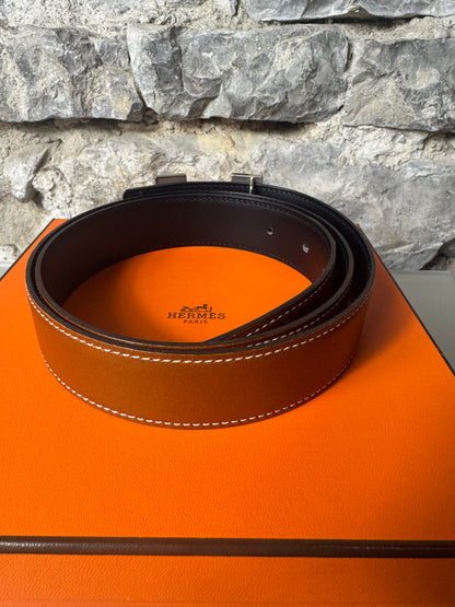 Hermès Gürtelschließe H Martelée & Wendbarer Gürtelriemen