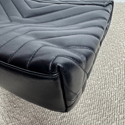 Saint Laurent Loulou Medium Matelassé aus Lammleder Schwarz