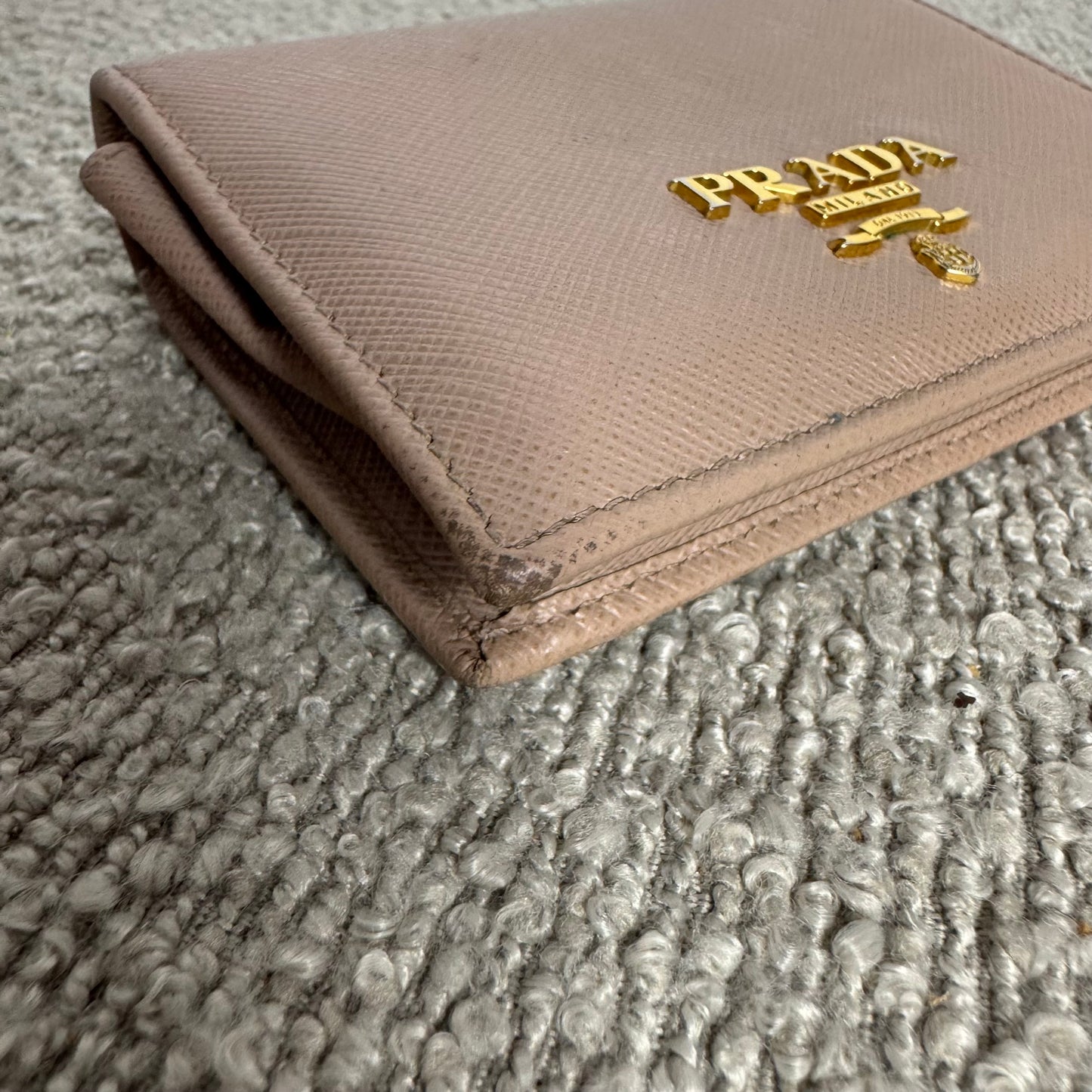 Prada Saffiano Metal Compact Wallet – Nude