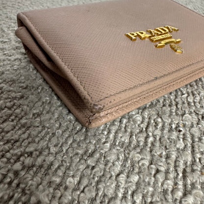 Prada Saffiano Metal Compact Wallet – Nude
