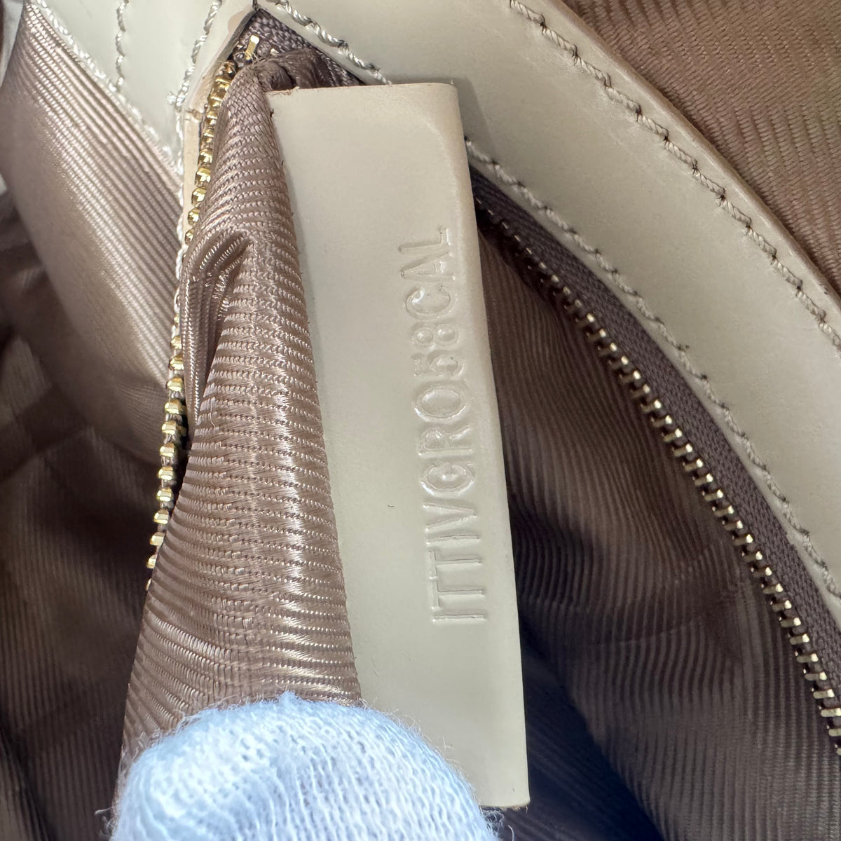 Burberry Quilted Satin & Leder Satchel Bag – Beige