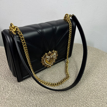 Dolce & Gabbana Devotion Flap Bag Medium – Schwarz