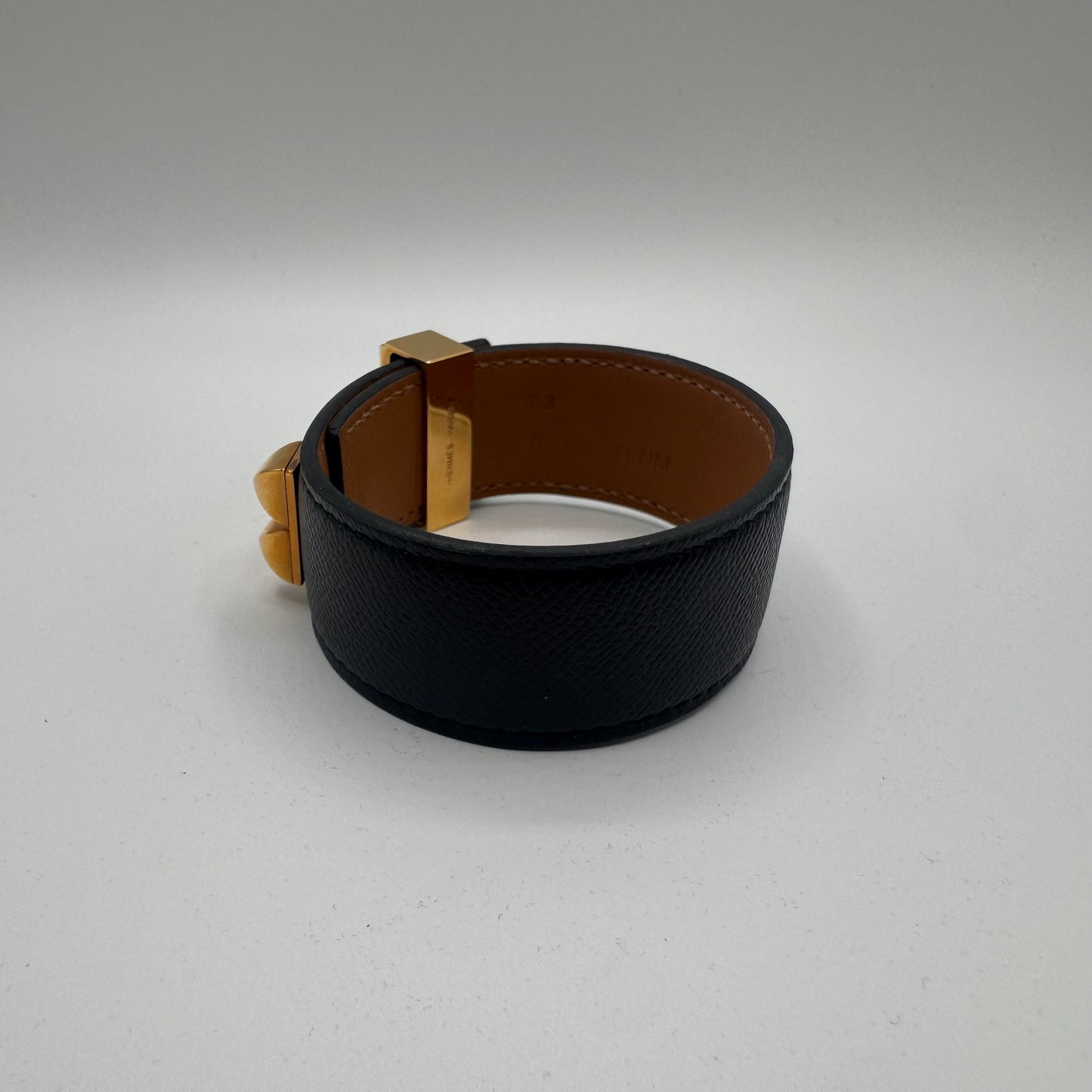 Hermès Collier de Chien 24 Armband Schwarz Gold – Größe T3 / M