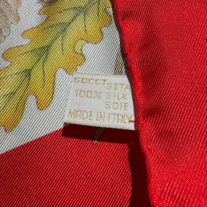 Vintage Gucci Seiden-Carré „Funghi“ rot