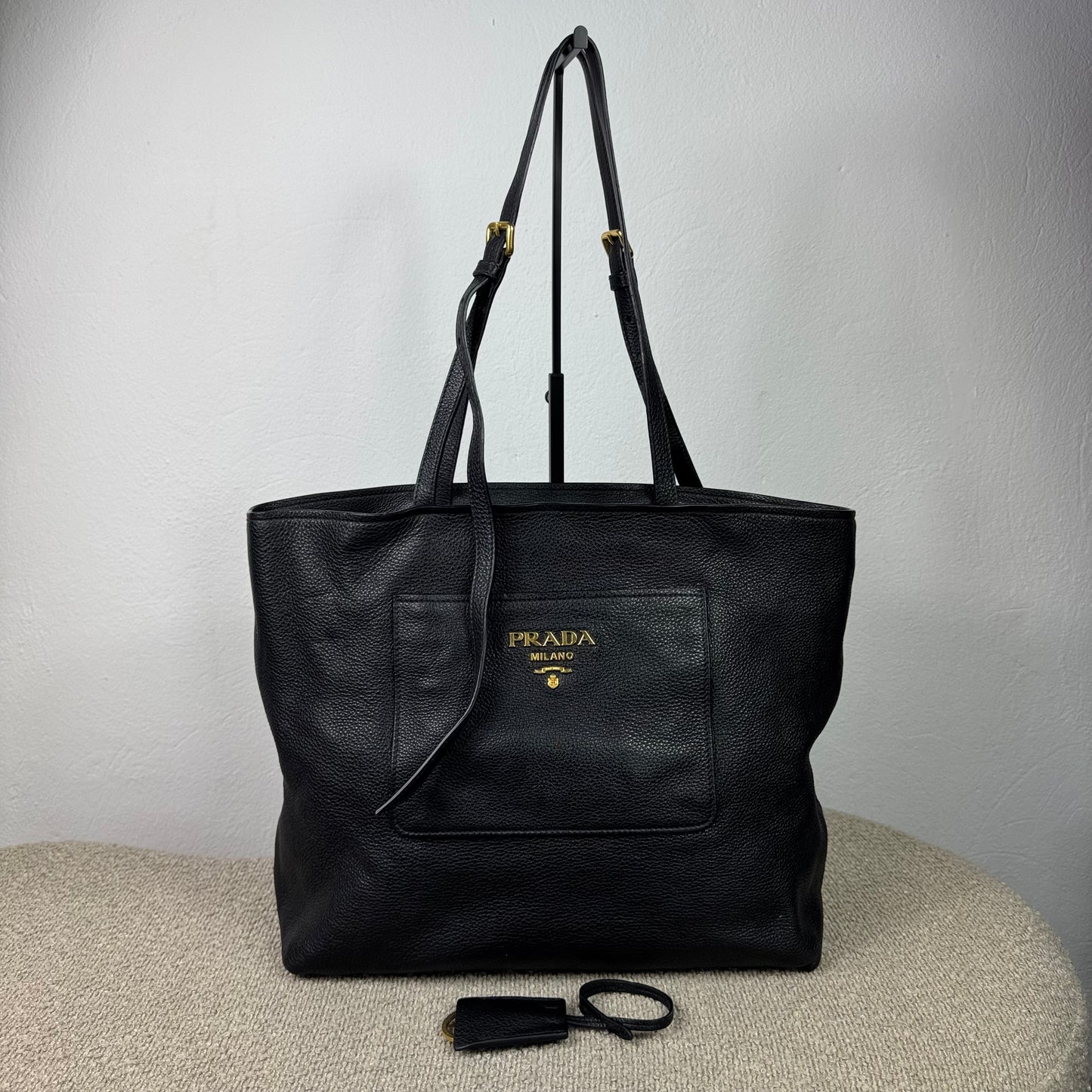 Prada Vitello Phenix Leder Shopper – Schwarz