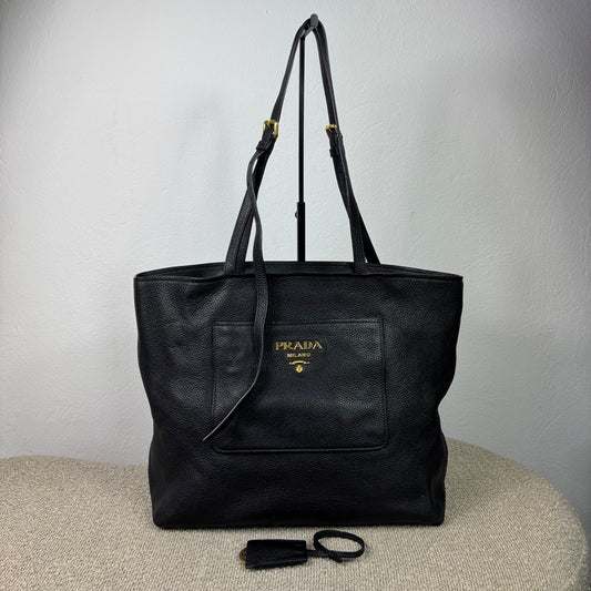 Prada Vitello Phenix Leder Shopper – Schwarz