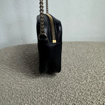 Jimmy Choo „Hali“ Grained Leather Camera Bag Schwarz
