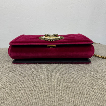 Dolce & Gabbana Velvet Devotion Medium Samt Tasche Pink