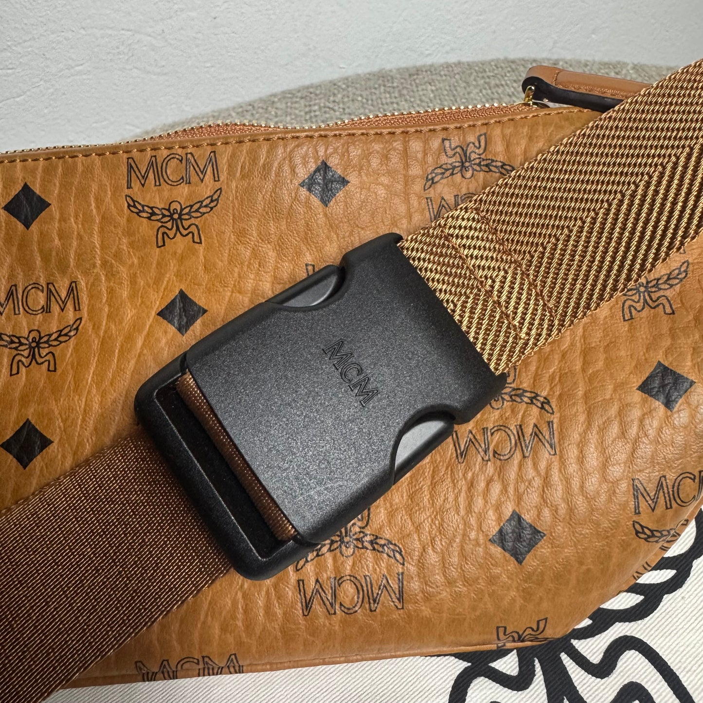 MCM Fursten Belt Bag Visetos Cognac