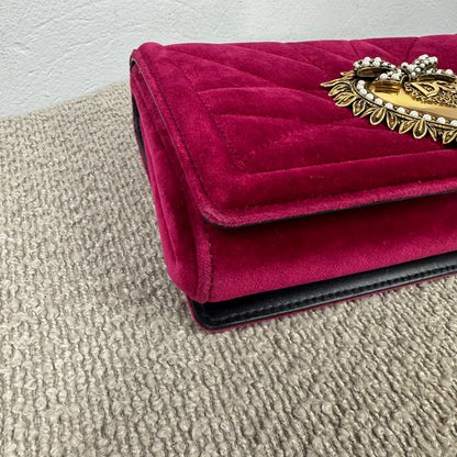 Dolce & Gabbana Velvet Devotion Medium Samt Tasche Pink