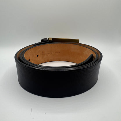 Louis Vuitton Inventeur Plate Buckle Ledergürtel – Schwarz – Gr. 90