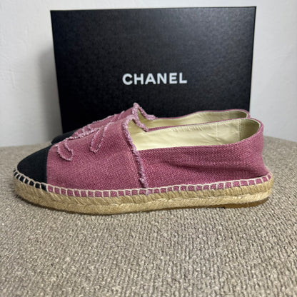 Chanel Espadrilles Canvas/Stoff in Pink mit schwarzer Zehenkappe Gr. 40