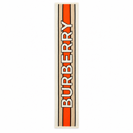 Burberry Logo-Strickschal – Wollschal Beige / Orange
