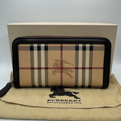 Burberry Zip-Around Wallet Haymarket Check Canvas
