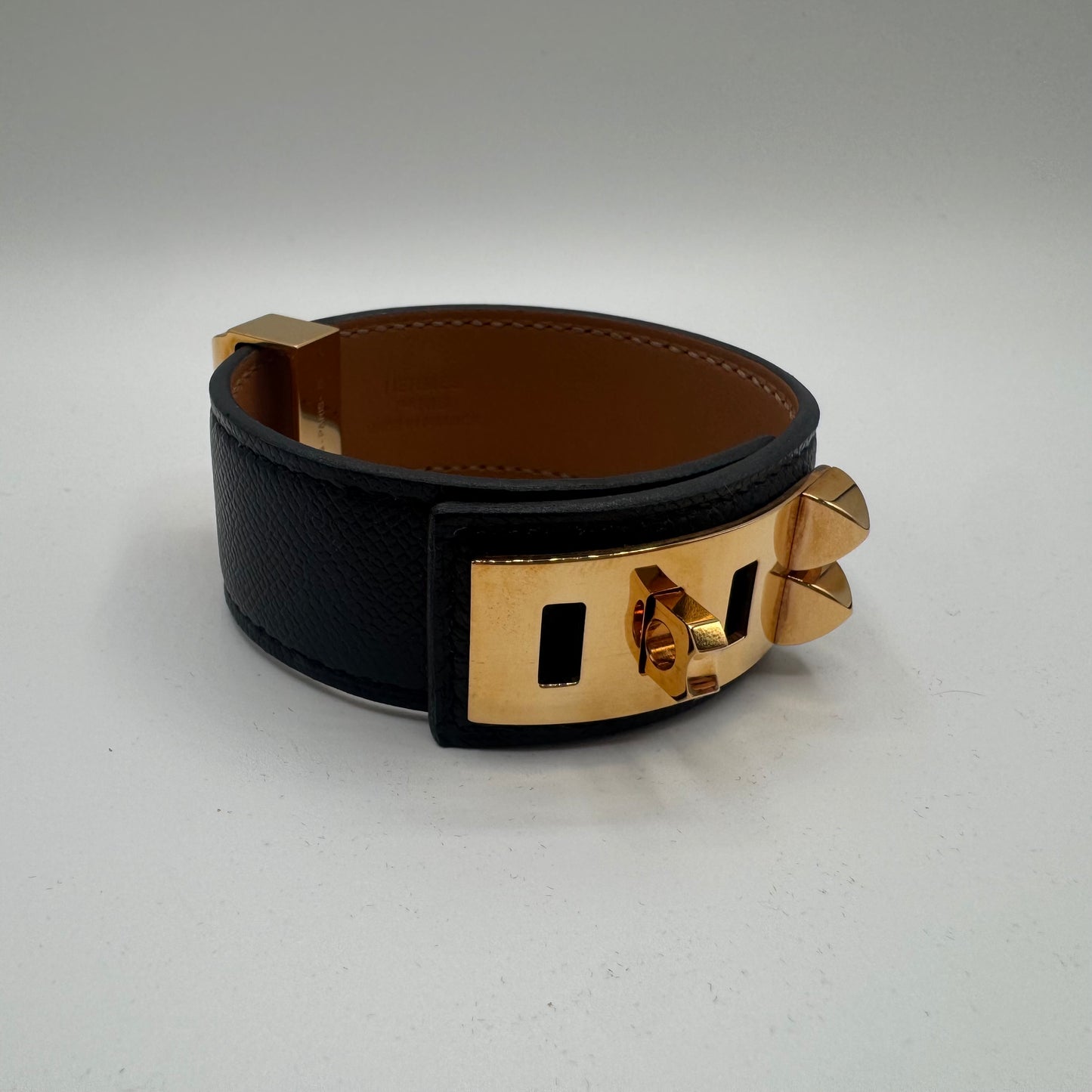 Hermès Collier de Chien 24 Armband Schwarz Gold – Größe T3 / M