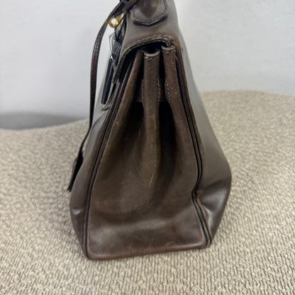 Hermès Vintage Kelly 32 – Dunkelbraun / Gold – 1992