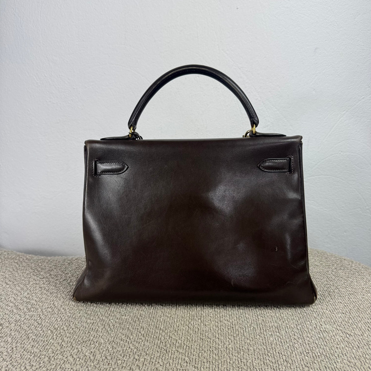Hermès Vintage Kelly 32 – Dunkelbraun / Gold – 1992