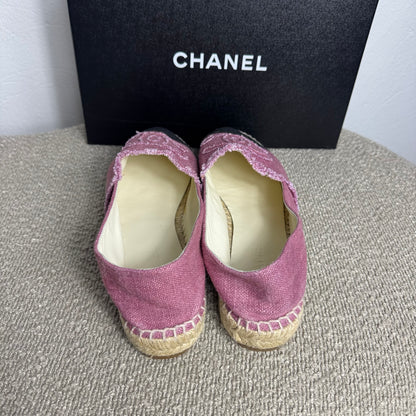Chanel Espadrilles Canvas/Stoff in Pink mit schwarzer Zehenkappe Gr. 40