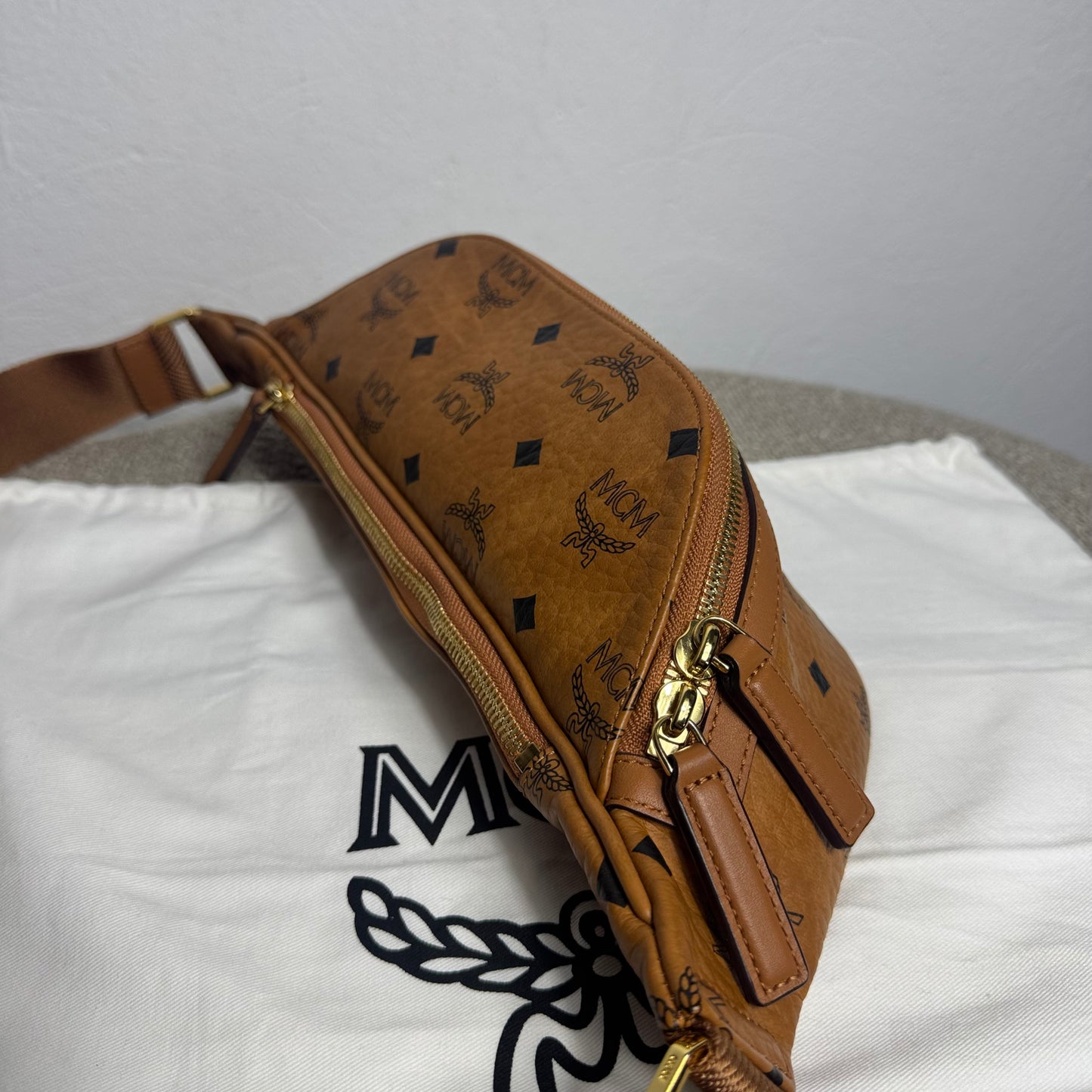 MCM Fursten Belt Bag Visetos Cognac