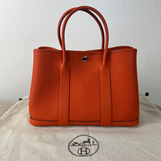 Hermès Garden Party 30 TPM – Orange Negonda Leder – Palladium Hardware