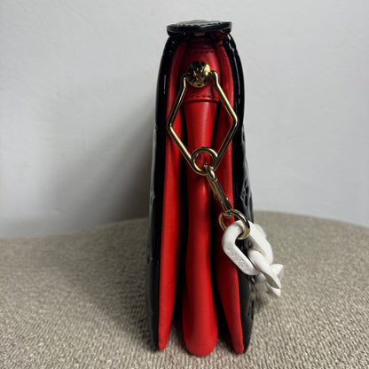 Louis Vuitton Coussin MM Vernis Schwarz / Rot mit weißem Kettenriemen