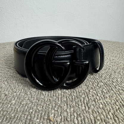 Gucci GG Marmont Gürtel Schwarz Leder „All Black“ Gr. 90