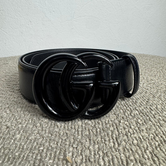 Gucci GG Marmont Gürtel Schwarz Leder „All Black“ Gr. 90