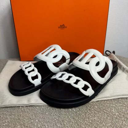 Hermès Extra Chaine d'Ancre Sandalen White Leather