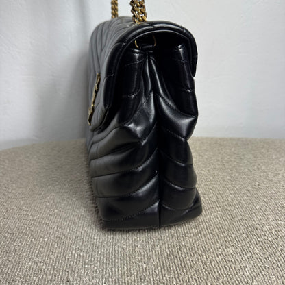 Saint Laurent Loulou Medium Matelassé aus Lammleder Schwarz