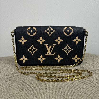 Louis Vuitton Félicie Pochette – Empreinte Leder Schwarz / Beige