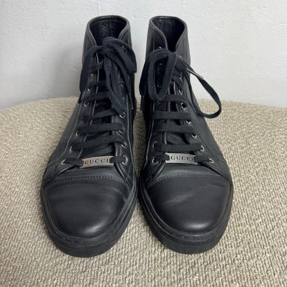 Gucci High-Top Leder-Sneaker Schwarz Gr. 40,5