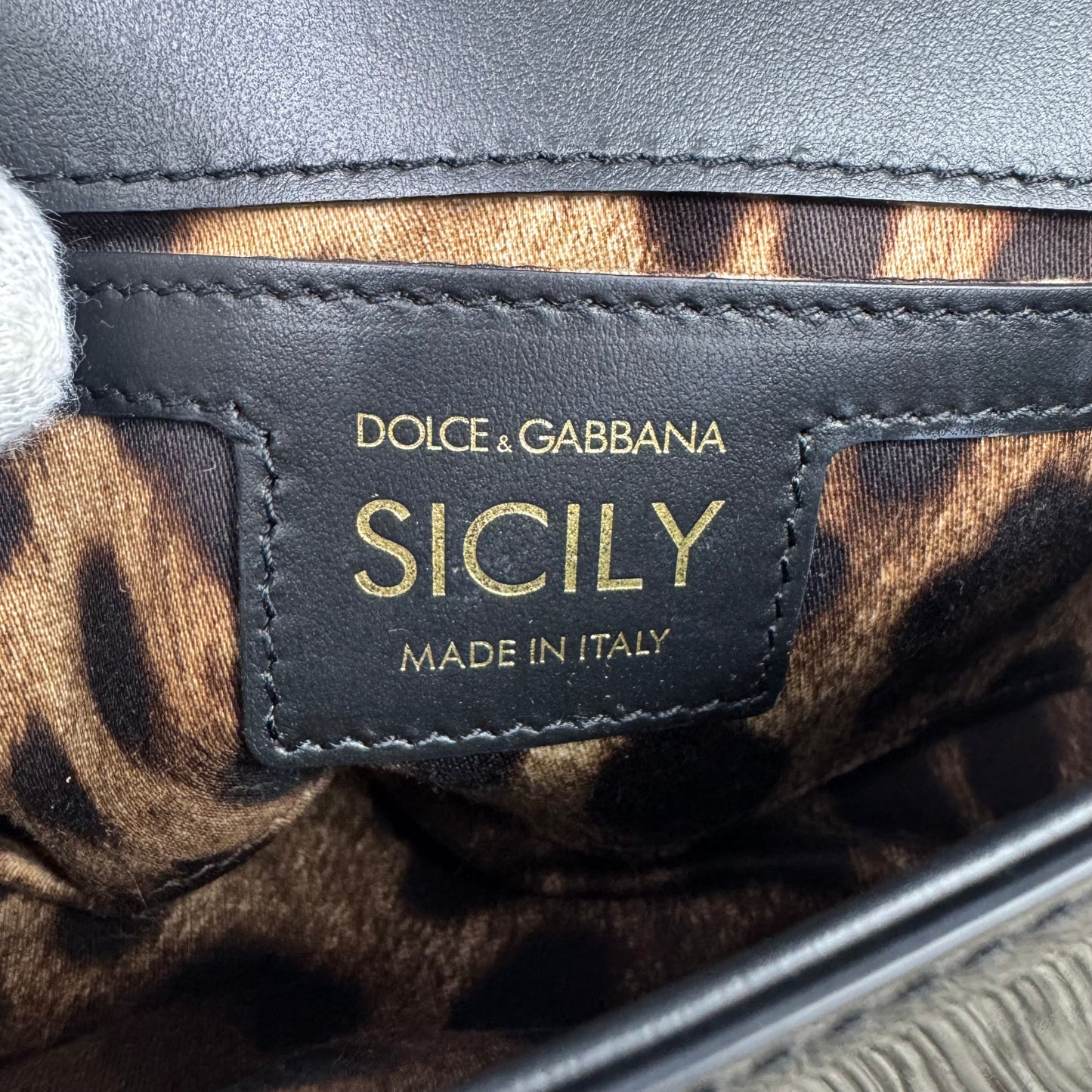 Dolce & Gabbana Mini Sicily – Schwarzes Lackleder