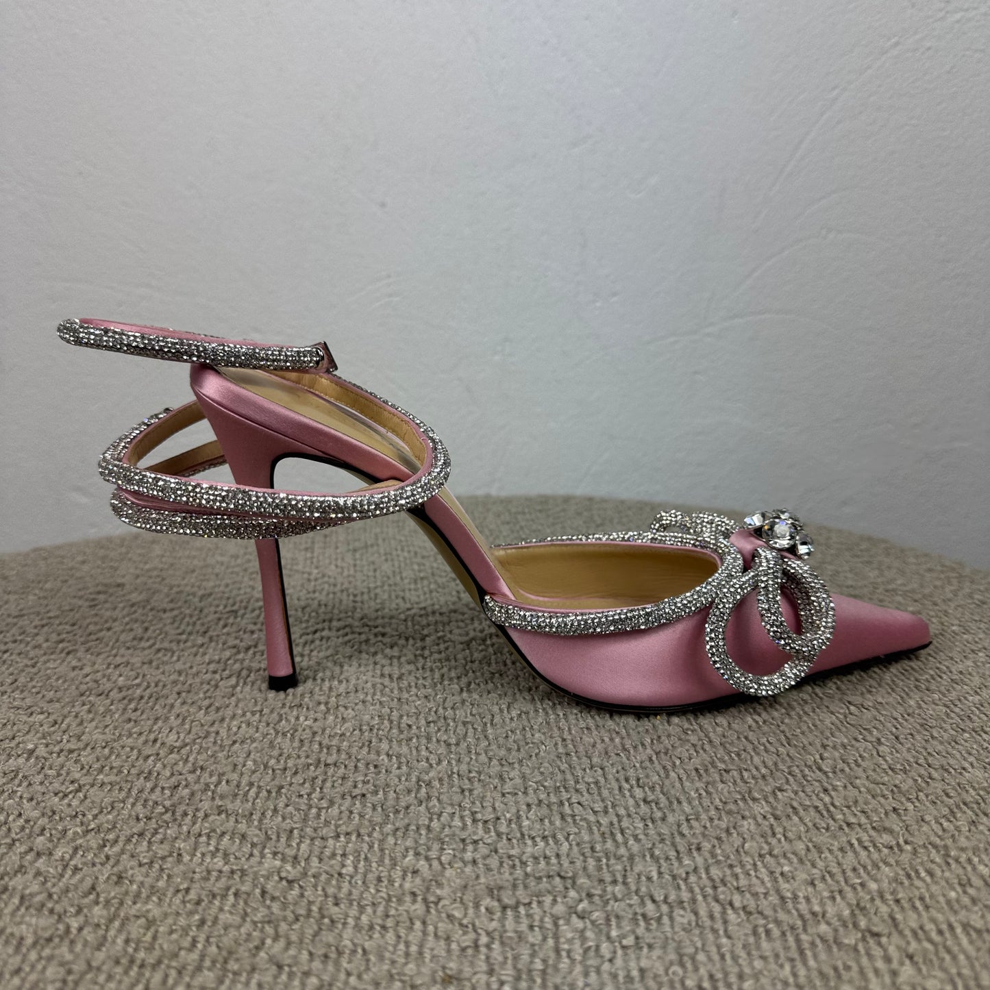 Mach &amp; Mach Double Bow Crystal Slingback Pumps – Rosa Gr. 39