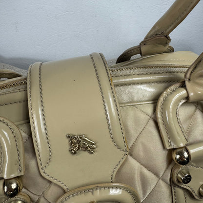 Burberry Quilted Satin & Leder Satchel Bag – Beige