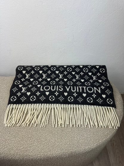 Louis Vuitton Game On Monogram Kaschmir Schal – Schwarz / Weiß