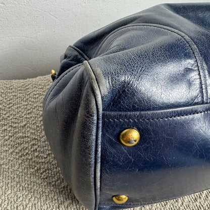 Miu Miu Sitello Shine Double Zip Leder blau