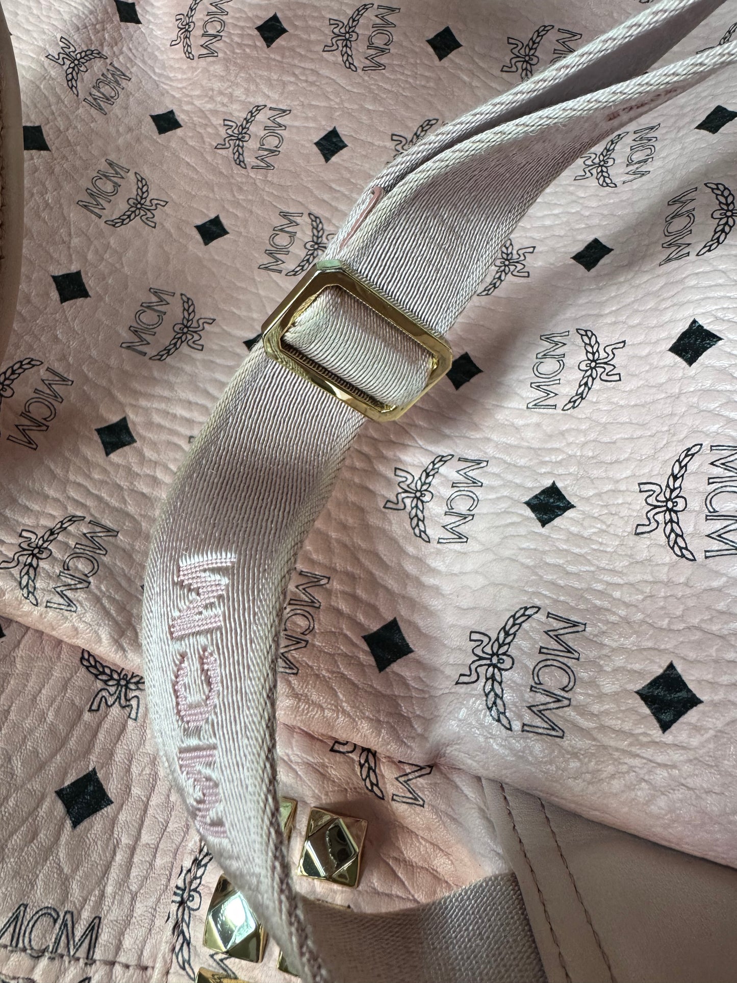 MCM Stark Side Studs Backpack – Visetos Mini Soft Pink