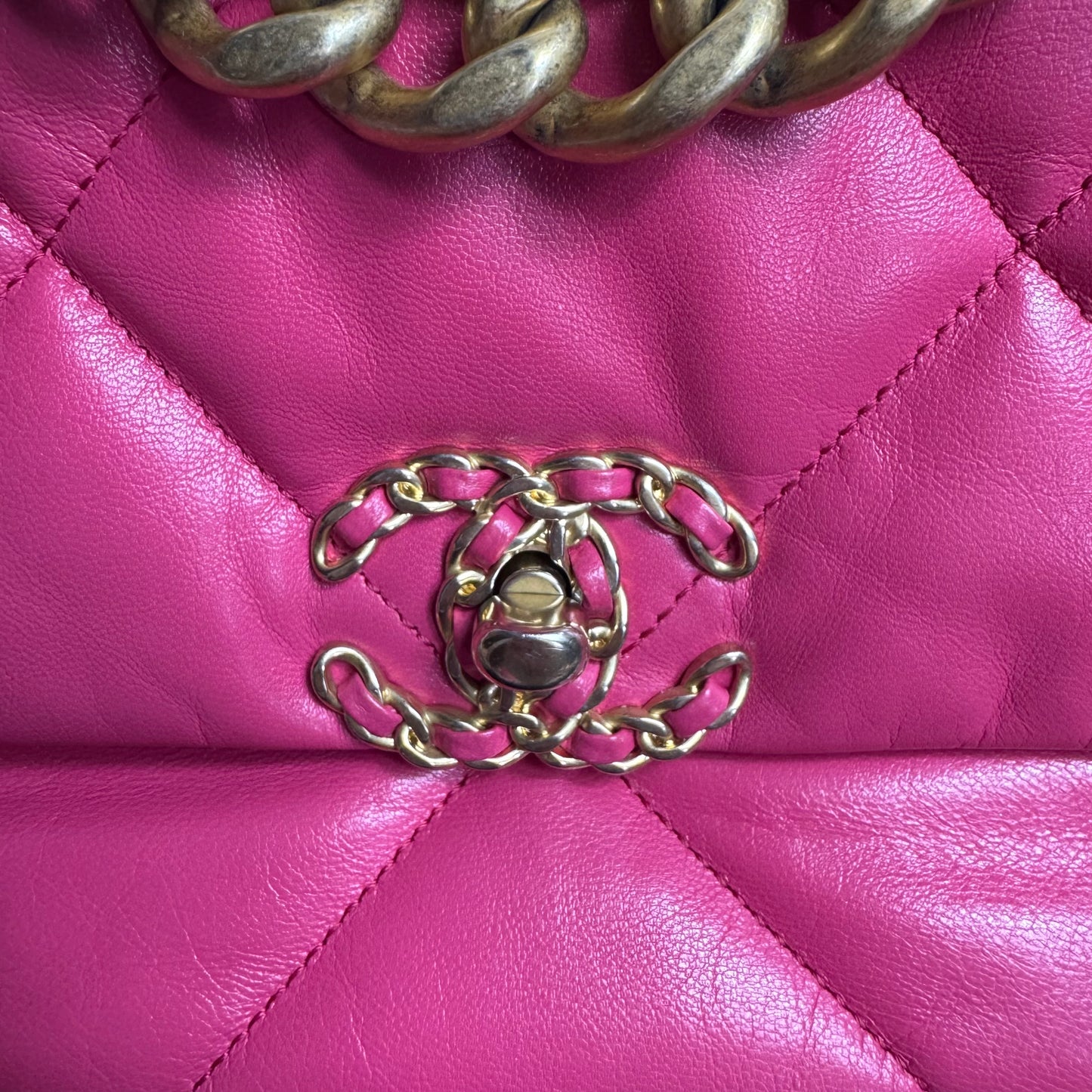 Chanel 19 Flap Bag Large Pink Lambskin Leather