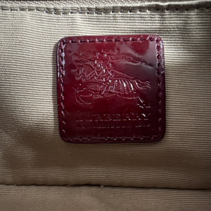 Burberry Nova Check Canvas Burgundy Leder Schultertasche