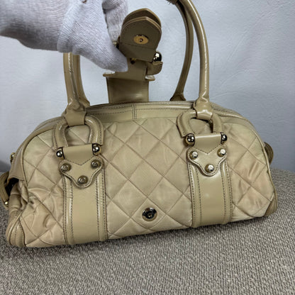 Burberry Quilted Satin & Leder Satchel Bag – Beige