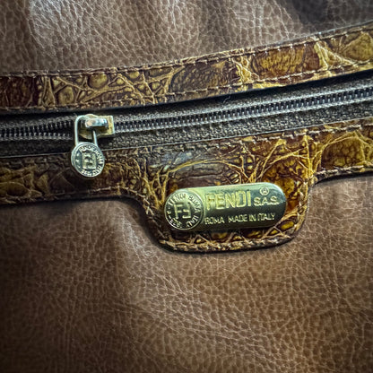 Vintage Fendi Tote Bag mit Krokodilprägung
