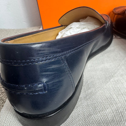 Hermès Kennedy Mokassins Dunkelblau Leder