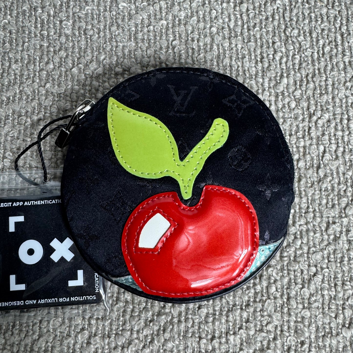 Louis Vuitton Conte de Fées Apple Round Coin Purse – Black Satin Monogram