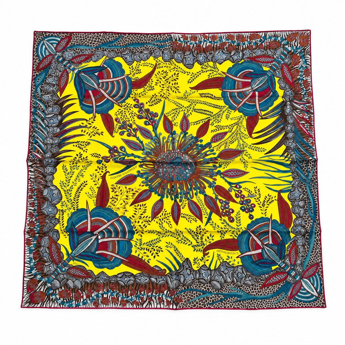 Hermès Carré 90 Seidentuch „Flowers of South Africa“