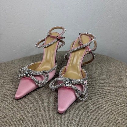 Mach &amp; Mach Double Bow Crystal Slingback Pumps – Rosa Gr. 39